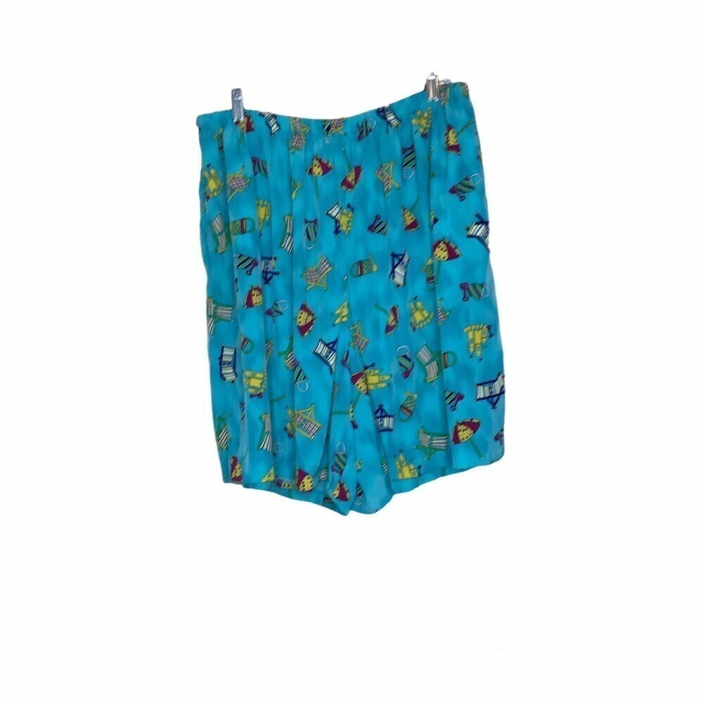 S.G. Sport Collection Shorts Size‎ 2X Light Weight Blue With Beach Theme Pull On